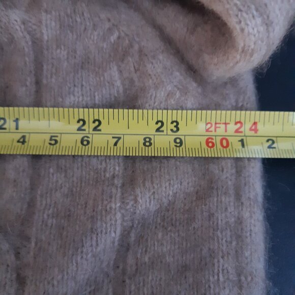 Native World SZ M Possum & Merino Wool Men's Cable Knit Tan Crewneck Sweater - Picture 9 of 14